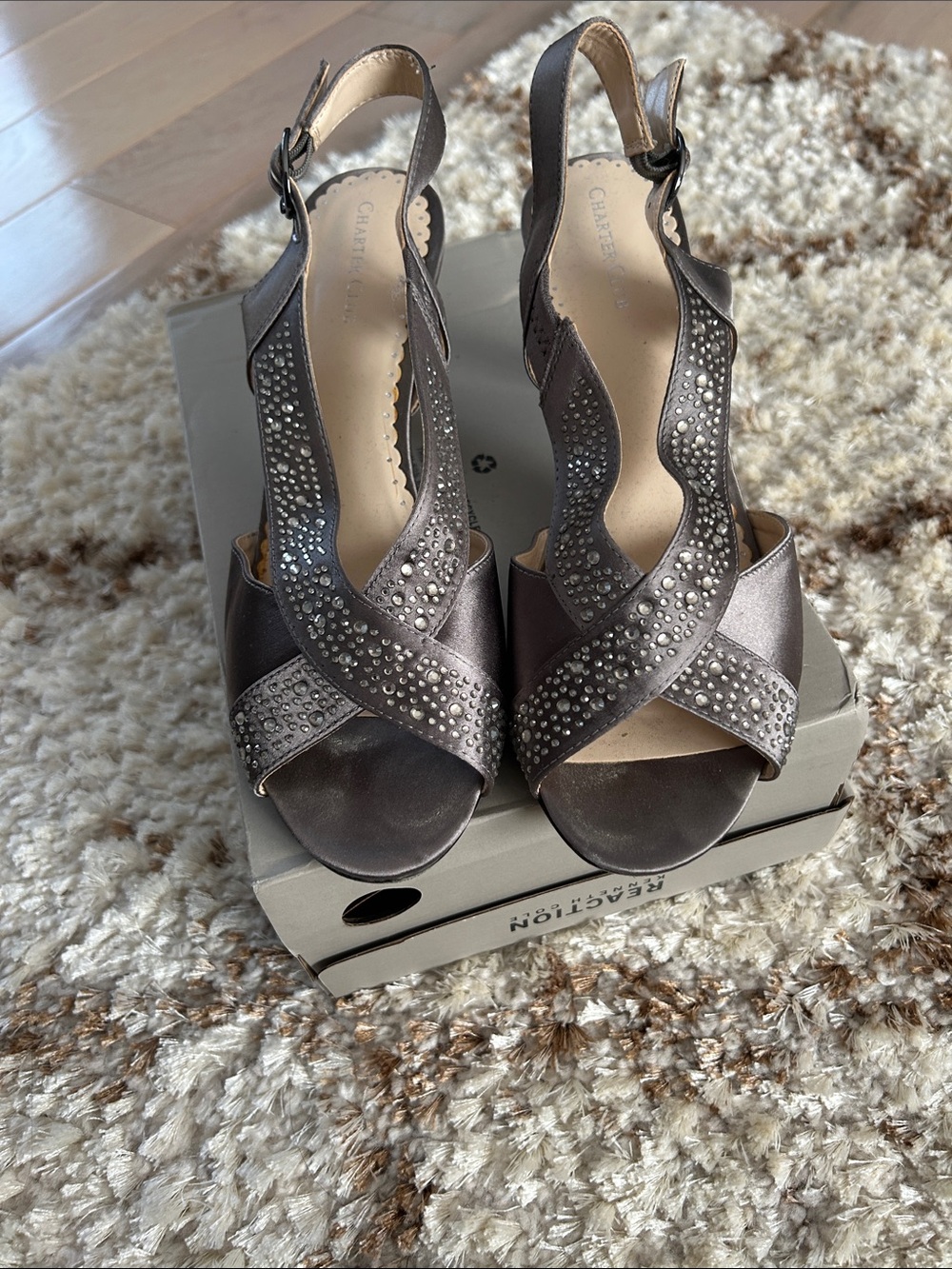 Charter Club Metallic Bronze Crystal Slingback Heels